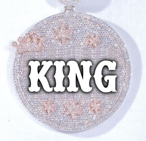 CUSTOM LETTER NECKLACE 3D BIG CROWN DISC