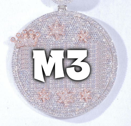 CUSTOM LETTER NECKLACE 3D BIG CROWN DISC