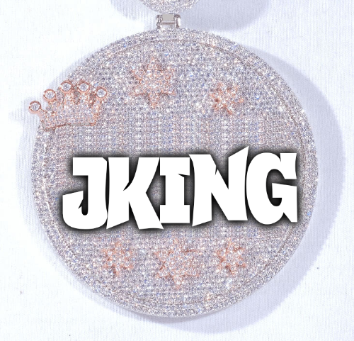 CUSTOM LETTER NECKLACE 3D BIG CROWN DISC