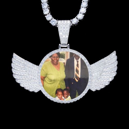 925S & VVS Moissanite 3D Wing Custom Picture Pendant