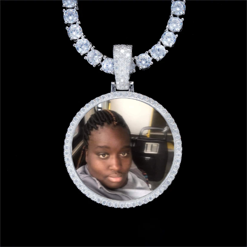 925S & VVS Moissanite 3D Circle Custom Picture Pendant