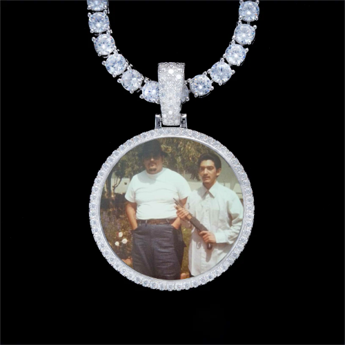 925S & VVS Moissanite 3D Circle Custom Picture Pendant