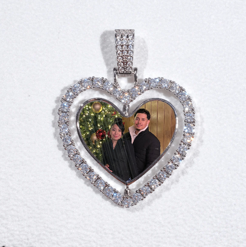 3D Spinning 2-Faced Heart Custom Picture Pendant