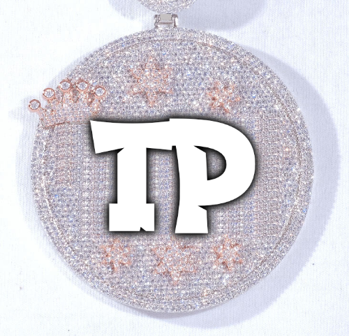 CUSTOM LETTER NECKLACE 3D BIG CROWN DISC
