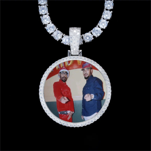 925S & VVS Moissanite 3D Circle Custom Picture Pendant