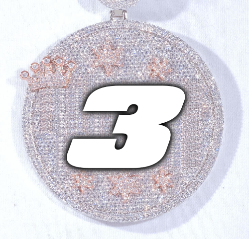 CUSTOM LETTER NECKLACE 3D BIG CROWN DISC