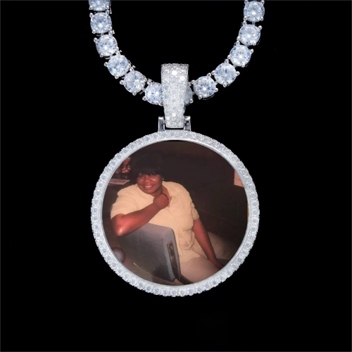 925S & VVS Moissanite 3D Circle Custom Picture Pendant