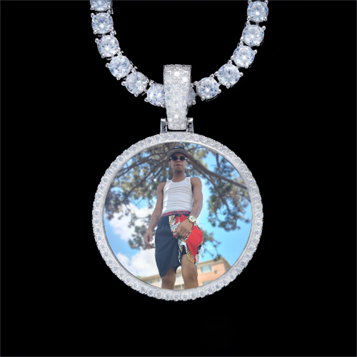 925S & VVS Moissanite 3D Circle Custom Picture Pendant