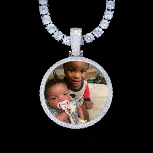 925S & VVS Moissanite 3D Circle Custom Picture Pendant