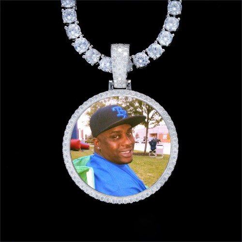 925S & VVS Moissanite 3D Circle Custom Picture Pendant