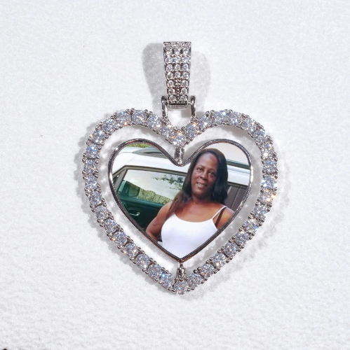 3D Spinning 2-Faced Heart Custom Picture Pendant