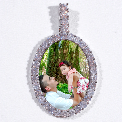 Large 3D Oval Custom Picture Pendant