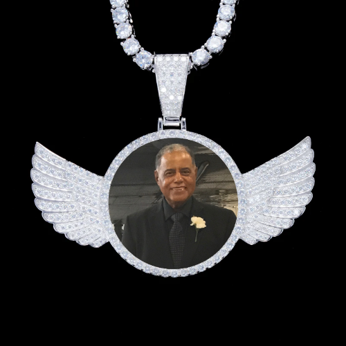 925S & VVS Moissanite 3D Wing Custom Picture Pendant