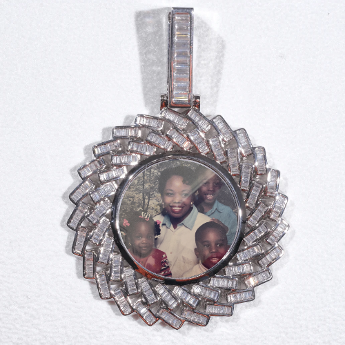 Large 3D Baguette Custom Picture Pendant