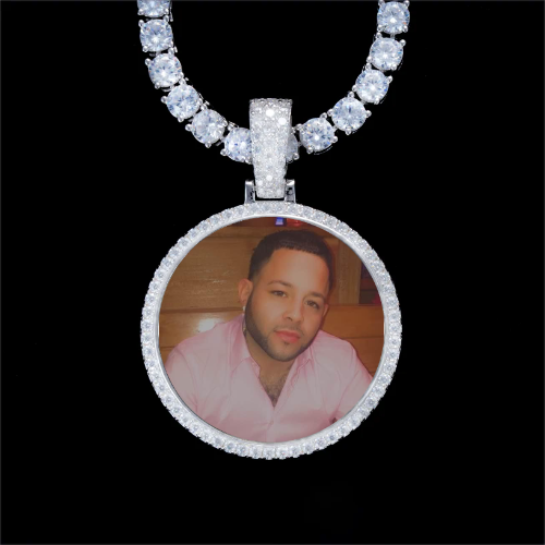 925S & VVS Moissanite 3D Circle Custom Picture Pendant