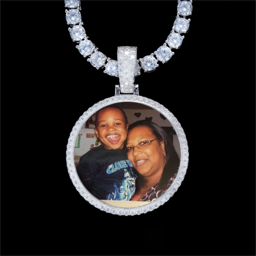 925S & VVS Moissanite 3D Circle Custom Picture Pendant
