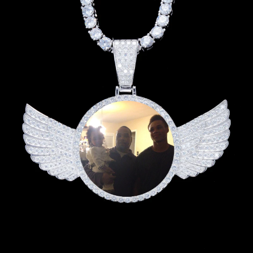 925S & VVS Moissanite 3D Wing Custom Picture Pendant