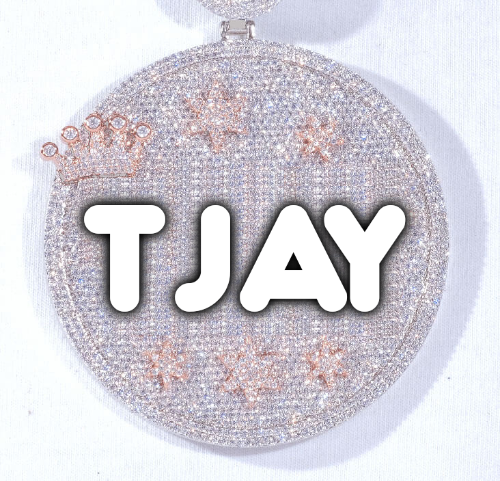 CUSTOM LETTER NECKLACE 3D BIG CROWN DISC