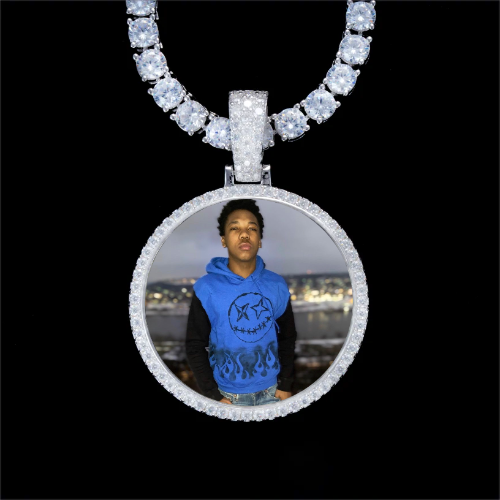 925S & VVS Moissanite 3D Circle Custom Picture Pendant
