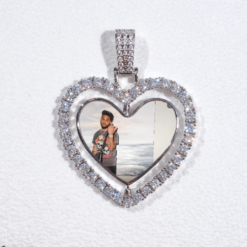 3D Spinning 2-Faced Heart Custom Picture Pendant
