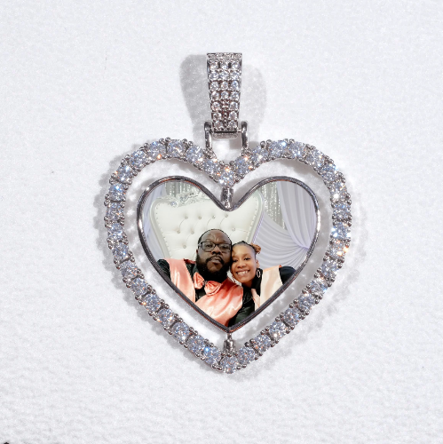 3D Spinning 2-Faced Heart Custom Picture Pendant