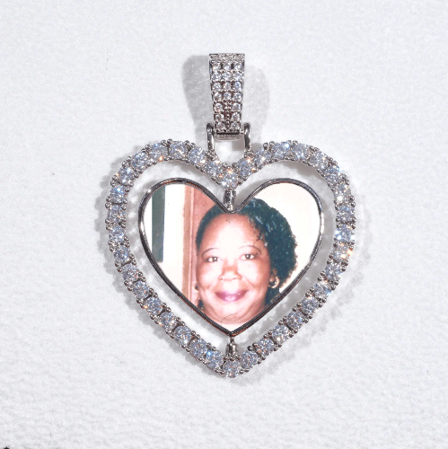 3D Spinning 2-Faced Heart Custom Picture Pendant