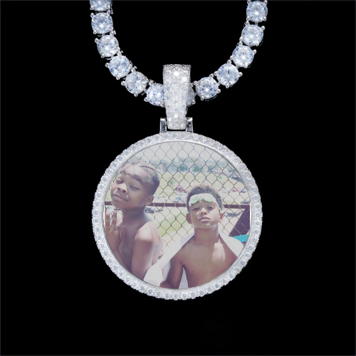 925S & VVS Moissanite 3D Circle Custom Picture Pendant
