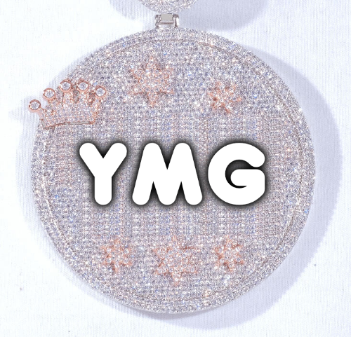 CUSTOM LETTER NECKLACE 3D BIG CROWN DISC