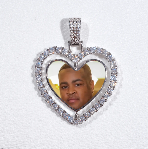 3D Spinning 2-Faced Heart Custom Picture Pendant