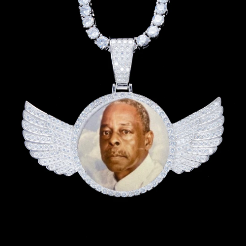 925S & VVS Moissanite 3D Wing Custom Picture Pendant