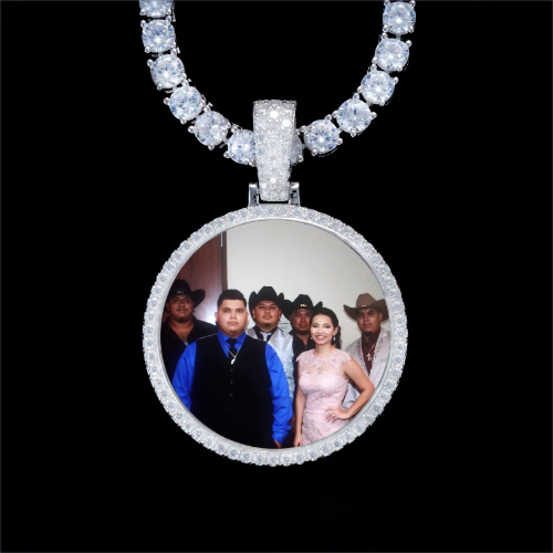 925S & VVS Moissanite 3D Circle Custom Picture Pendant