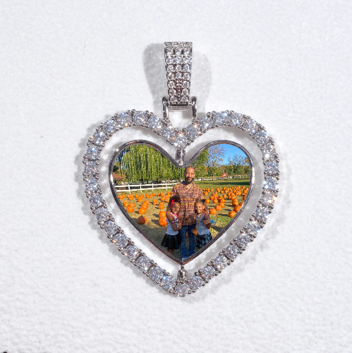 3D Spinning 2-Faced Heart Custom Picture Pendant
