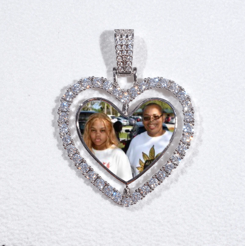 3D Spinning 2-Faced Heart Custom Picture Pendant