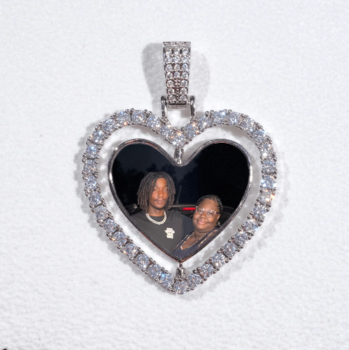 3D Spinning 2-Faced Heart Custom Picture Pendant