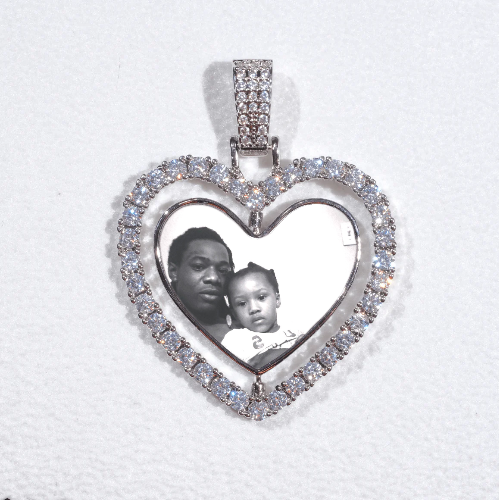3D Spinning 2-Faced Heart Custom Picture Pendant