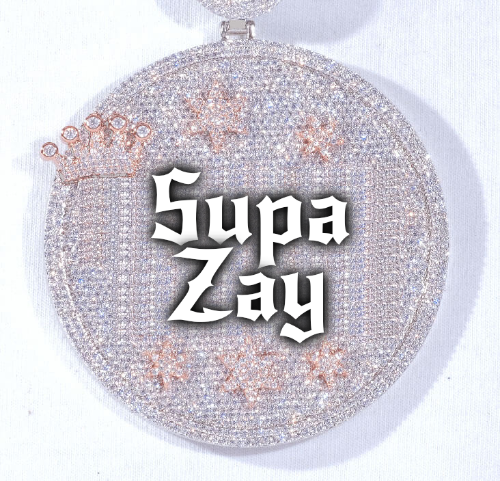 CUSTOM LETTER NECKLACE 3D BIG CROWN DISC