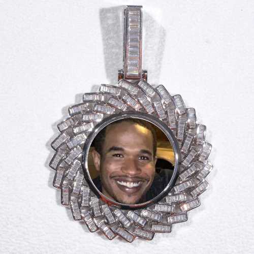 Large 3D Baguette Custom Picture Pendant