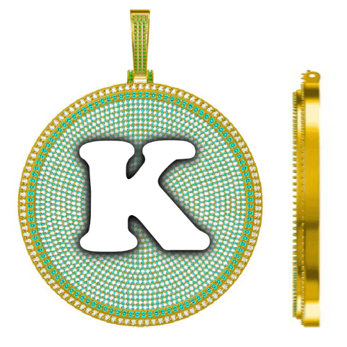 CUSTOM LETTER NECKLACE 3D BIG DISC