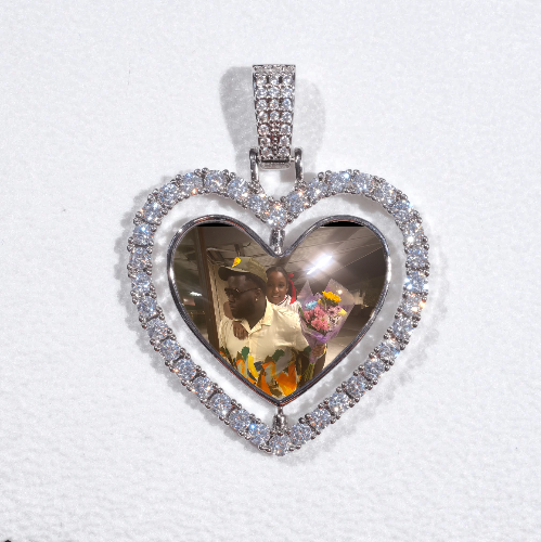 3D Spinning 2-Faced Heart Custom Picture Pendant