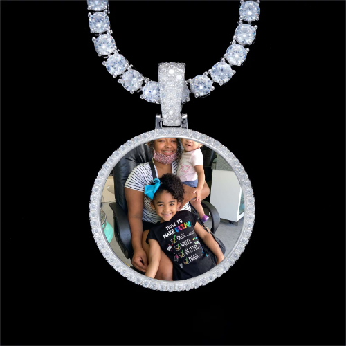 925S & VVS Moissanite 3D Circle Custom Picture Pendant
