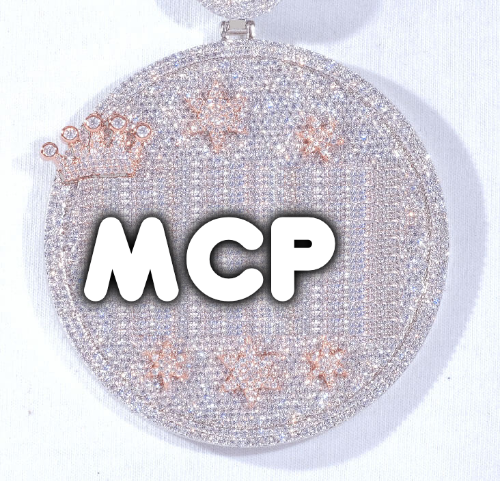 CUSTOM LETTER NECKLACE 3D BIG CROWN DISC