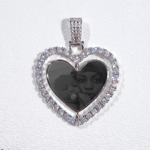 3D Spinning 2-Faced Heart Custom Picture Pendant