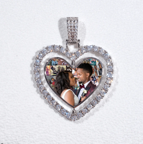 3D Spinning 2-Faced Heart Custom Picture Pendant