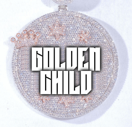 CUSTOM LETTER NECKLACE 3D BIG CROWN DISC