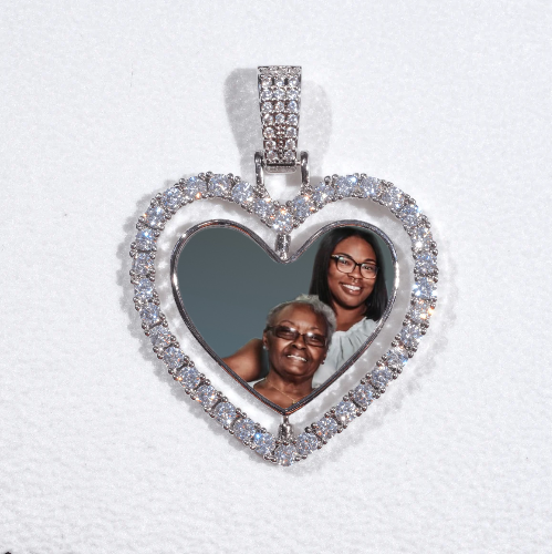 3D Spinning 2-Faced Heart Custom Picture Pendant