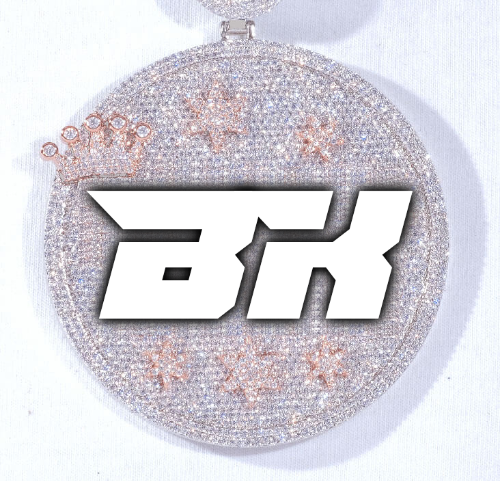 CUSTOM LETTER NECKLACE 3D BIG CROWN DISC