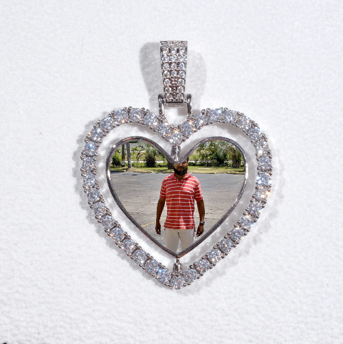 3D Spinning 2-Faced Heart Custom Picture Pendant
