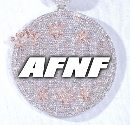 CUSTOM LETTER NECKLACE 3D BIG CROWN DISC