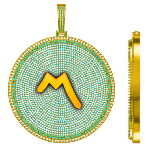 CUSTOM LETTER NECKLACE 3D BIG DISC