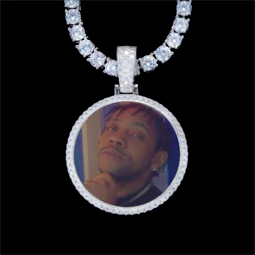 925S & VVS Moissanite 3D Circle Custom Picture Pendant